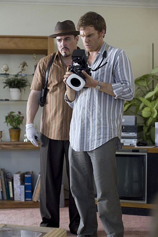 What's the white square on Dexters camera in the TV show Dexter