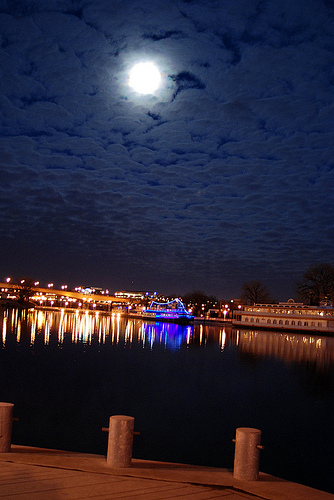 Moon over Mississippi River in St. Paul...