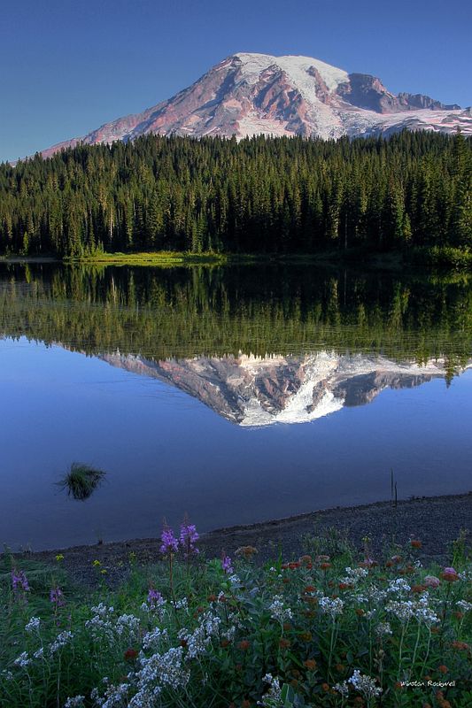 early morning, Mt Rainier and Reflection Lake...