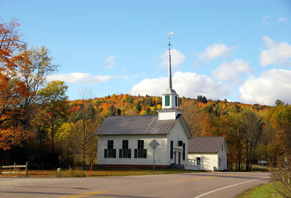 A rural Vermont church in the Fall....