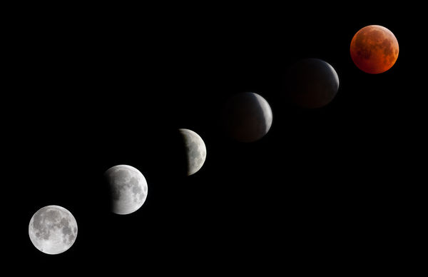Lunar eclipse, composited in PhotoShop...