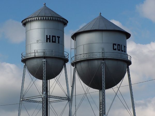 Actual water towers in Pratt, Kansas....