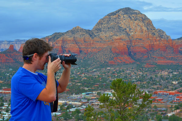 3-image HDR of my son, with Thunder Mountain & the...