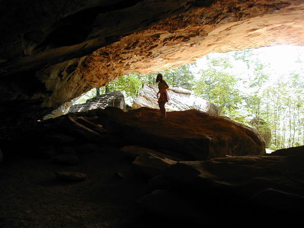 Granddaughters in indian cave,Ar....