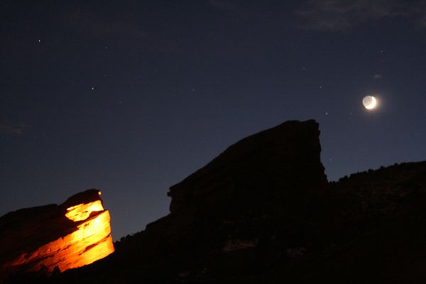 Red Rocks Crescent Moon...
