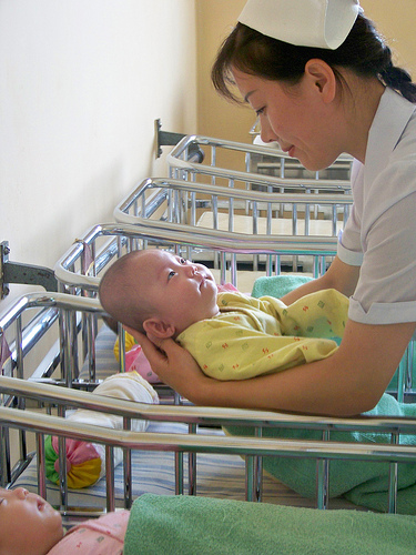 Nurse at the Pyongyang Maternity Hospital...