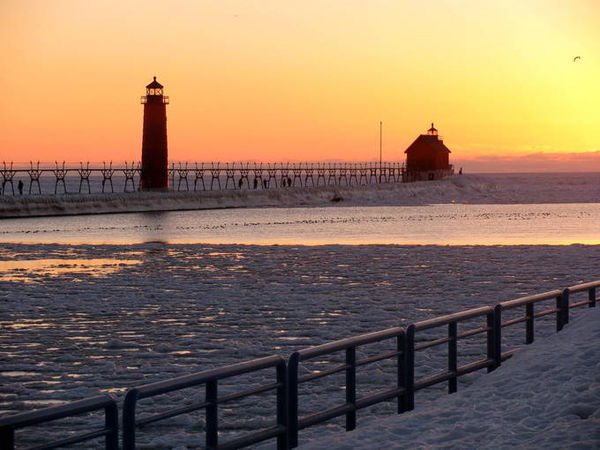 grand haven light house in winter...