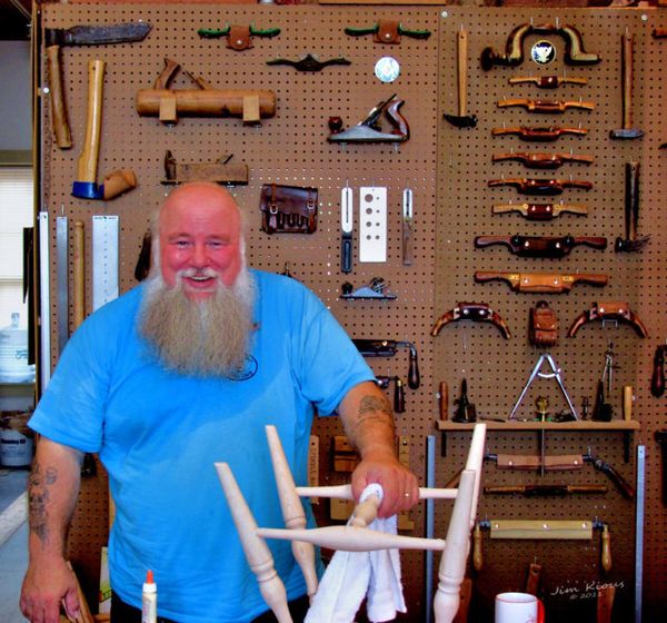 A true craftsman   He uses the tools on the wall t...