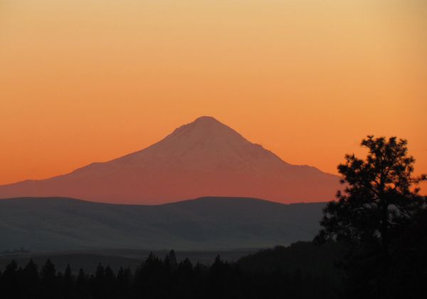 Mt. Hood Oregon at sunset seen from Goldendale WA...