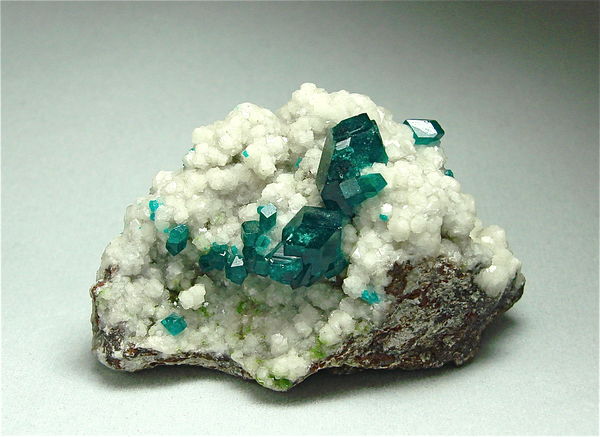 Dioptase crystals on calcite 2" South Africa...