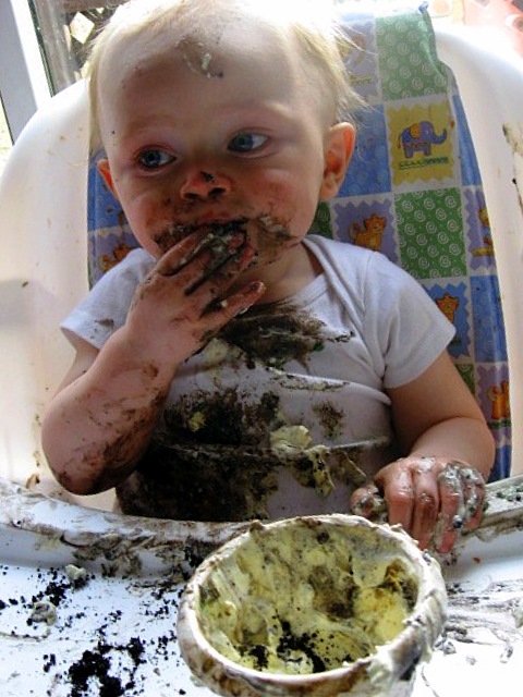 Trip's Mom made a "Dirt cake" for his first birthd...