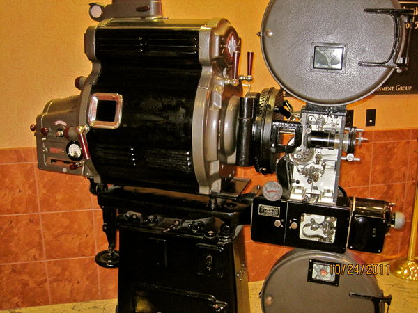 an old film projector 35mm carbon arc lamp...