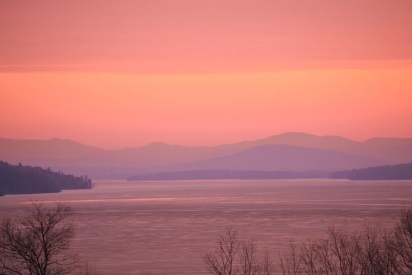 Early frosty morning over frozen Lake Champlain...