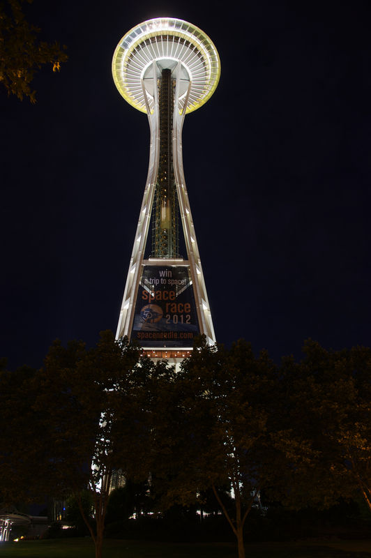 This is a night shot of the Space Needle, Seattle,...