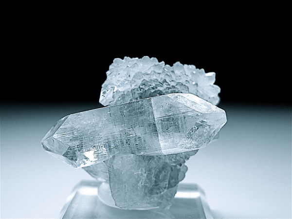 Apophylite crystal on quartz, India...