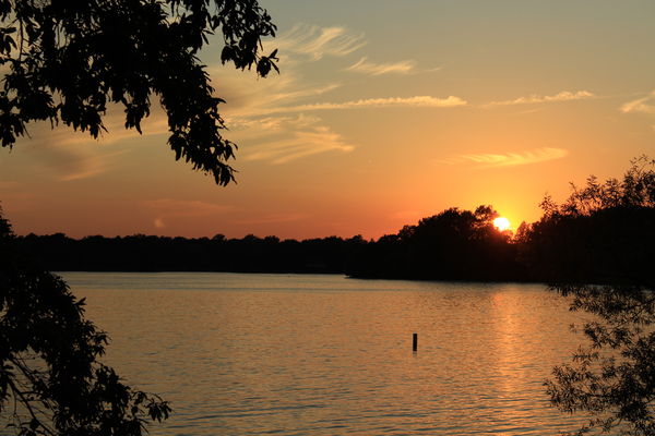 Sunset at Springfield, Il.   Lake...