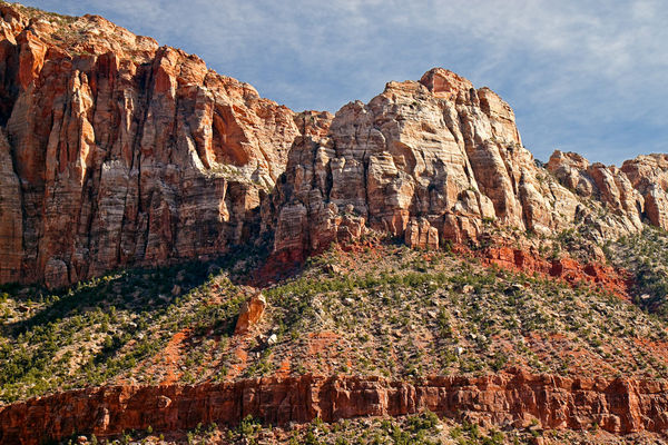 Vertical Fractures Above Ledge, Zion NP...