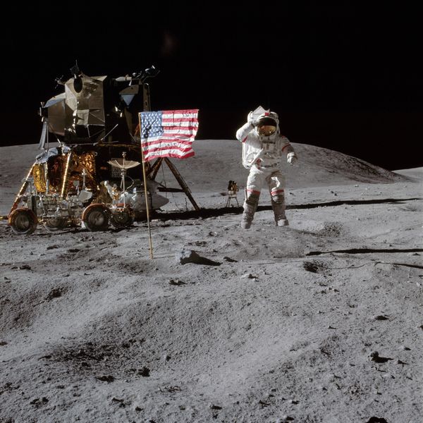 Astronaut John W. Young Walks on the Moon....