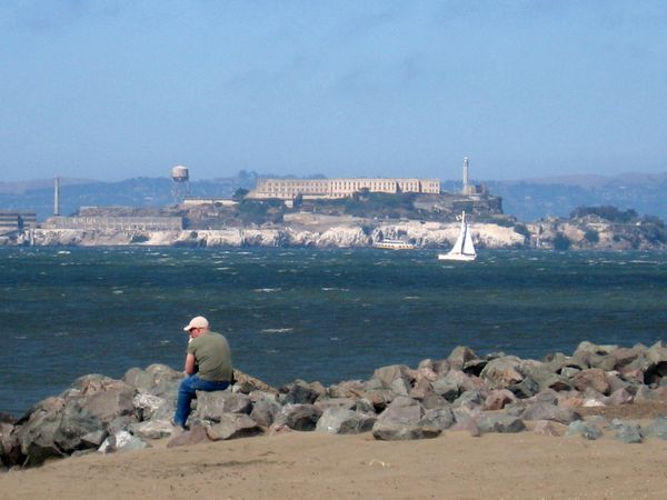 on the right side of the sailing kids is ALCATRAZ...