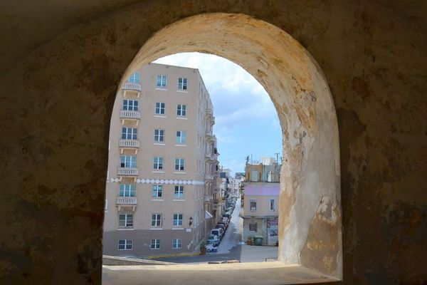 View of San Juan Street through Fort "Window"...