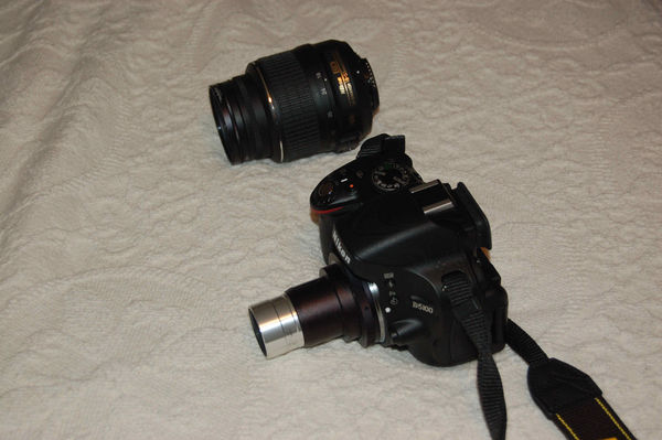 T Adapter on Camera with Lens to side...