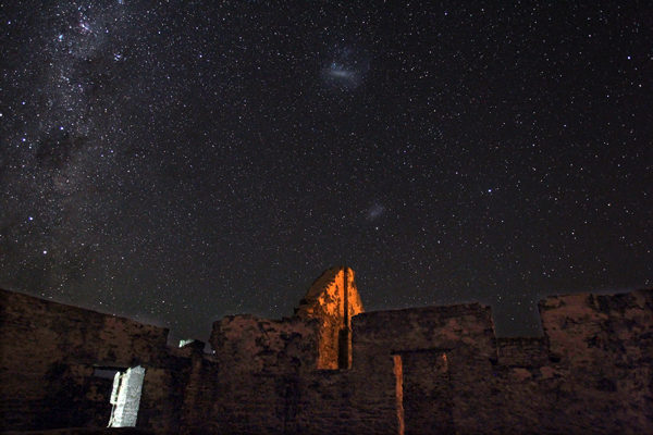 Stars over old hospital ruins on Norfolk Island...