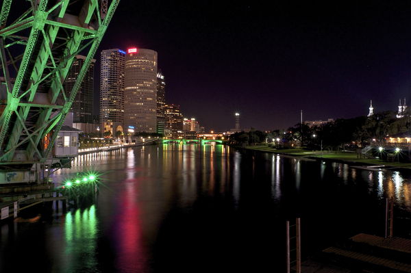 Colored Bridge Lights in Tampa...