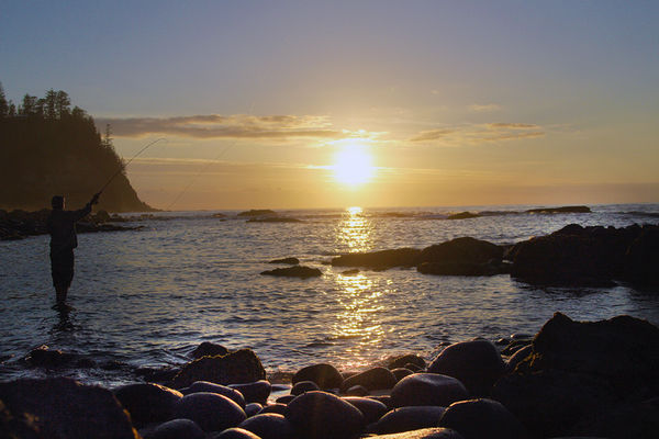 Sunrise fisherman. Norfolk Island....