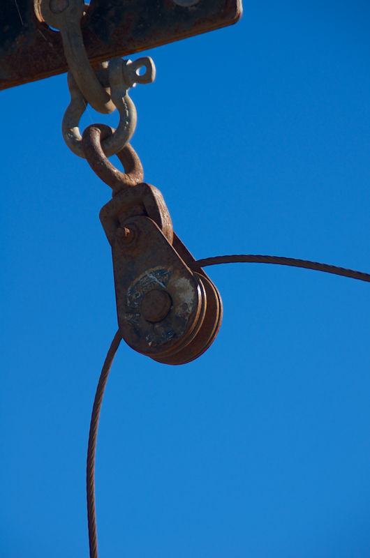 Pulley in a boat yard...