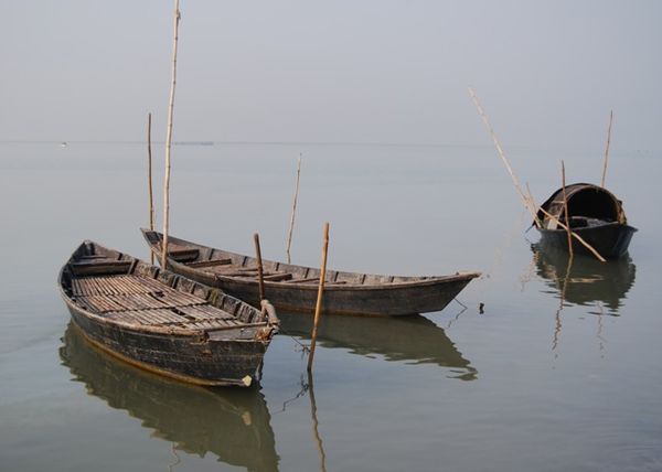 boats seating idle - River Ganges...