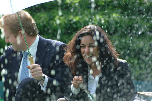 Laughing in the rain...