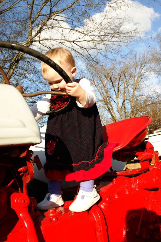 This is Emily. She's driving an old Ford tractor h...