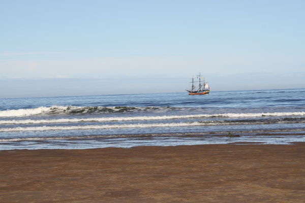 The Bark Endeavour Replica off Whitby...