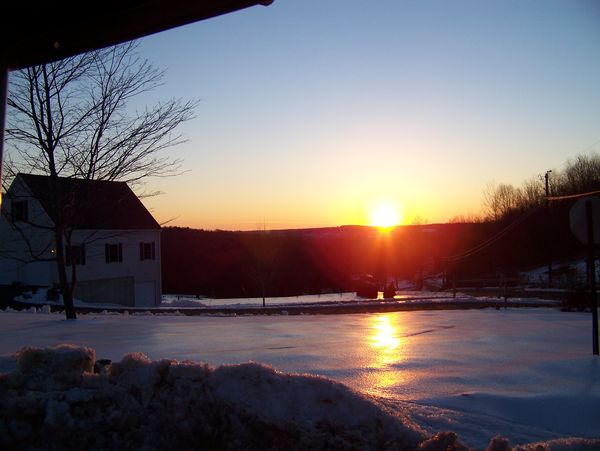 Sun set on a Cold Feb. Eve-warm home and food to e...