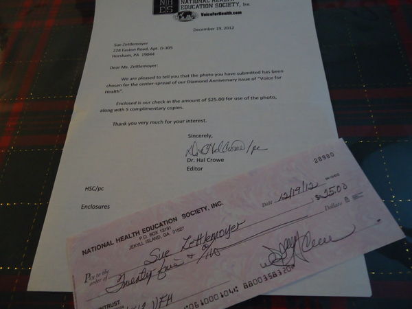 Here's a pic of the letter and my check!...
