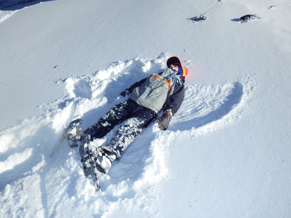 WHen he isn't busy making snow angels...