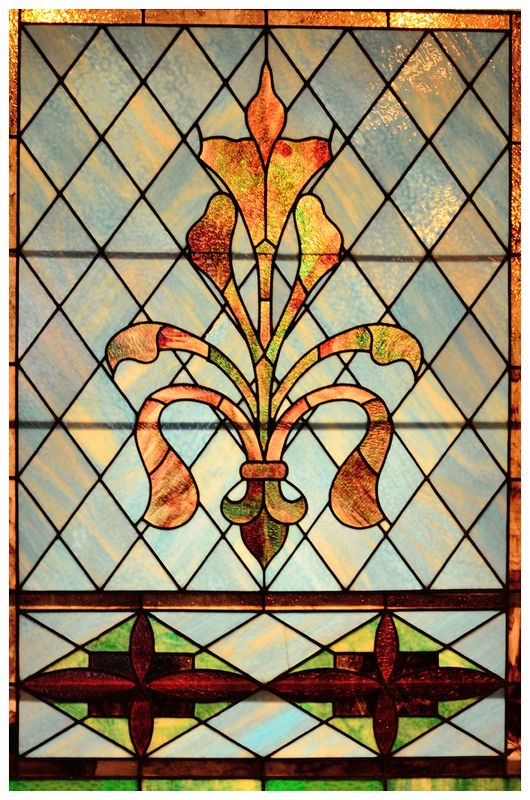 Stained glass greets you...