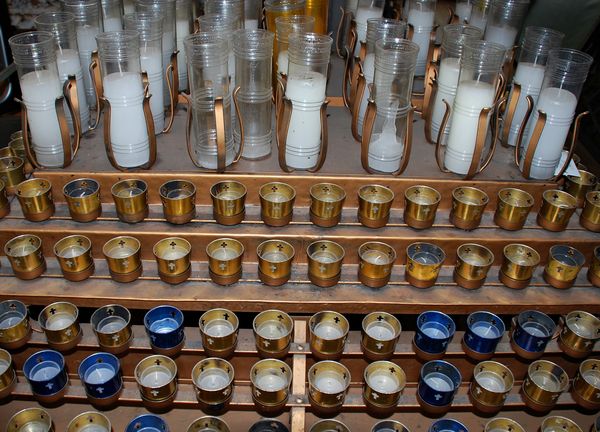 Votive candles from a church...
