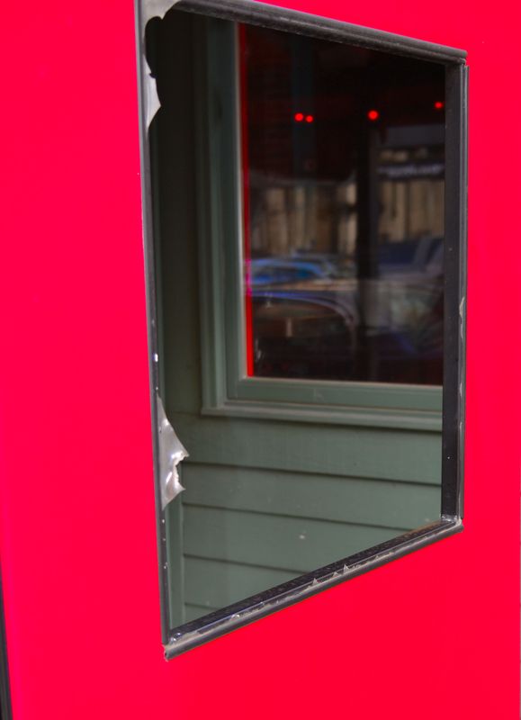 heres a red window with no glass in it, its my kin...