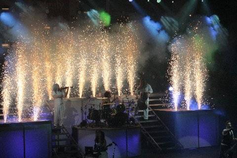 Skillet Fireworks on stage...