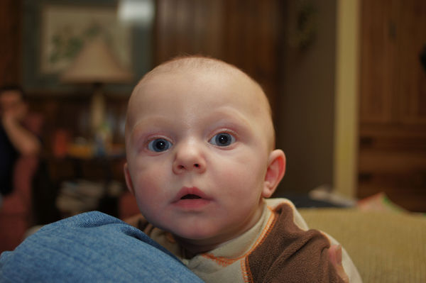 This kid always looks so serious.  Grandson just a...