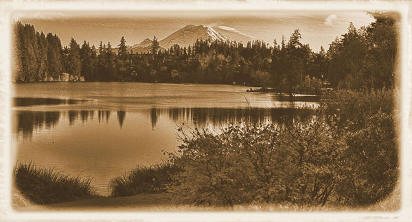 Mount Rainier reflected in Lake Wilderness...