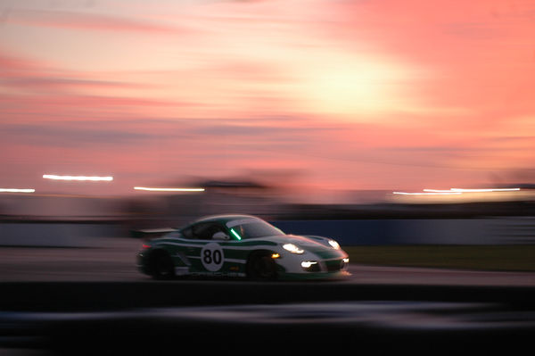 Porche 80 out of turn 1 at dusk...