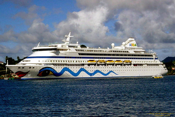 CRUISE SHIP DOCKED IN HARBOR AT CASTRIES...