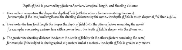 depth of field quick reference guide...