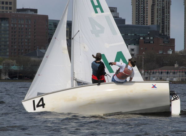 Flattening the boat upon tacking at Harvard...