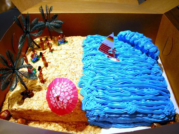 Hawaiian Luau B'day cake.  Step-d again...
