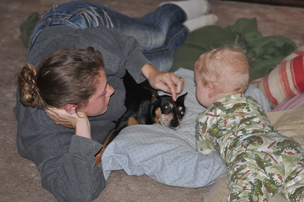 my son and i giving "puppy night night kisses"...