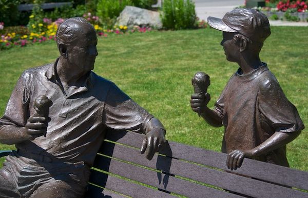 Park Bench statues in Wolfeboro, NH (yesterday)  V...