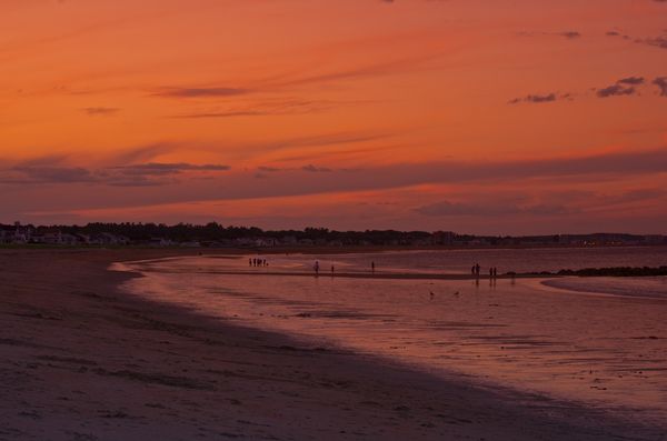 Sunset on one of longest sandy Maine beaches....